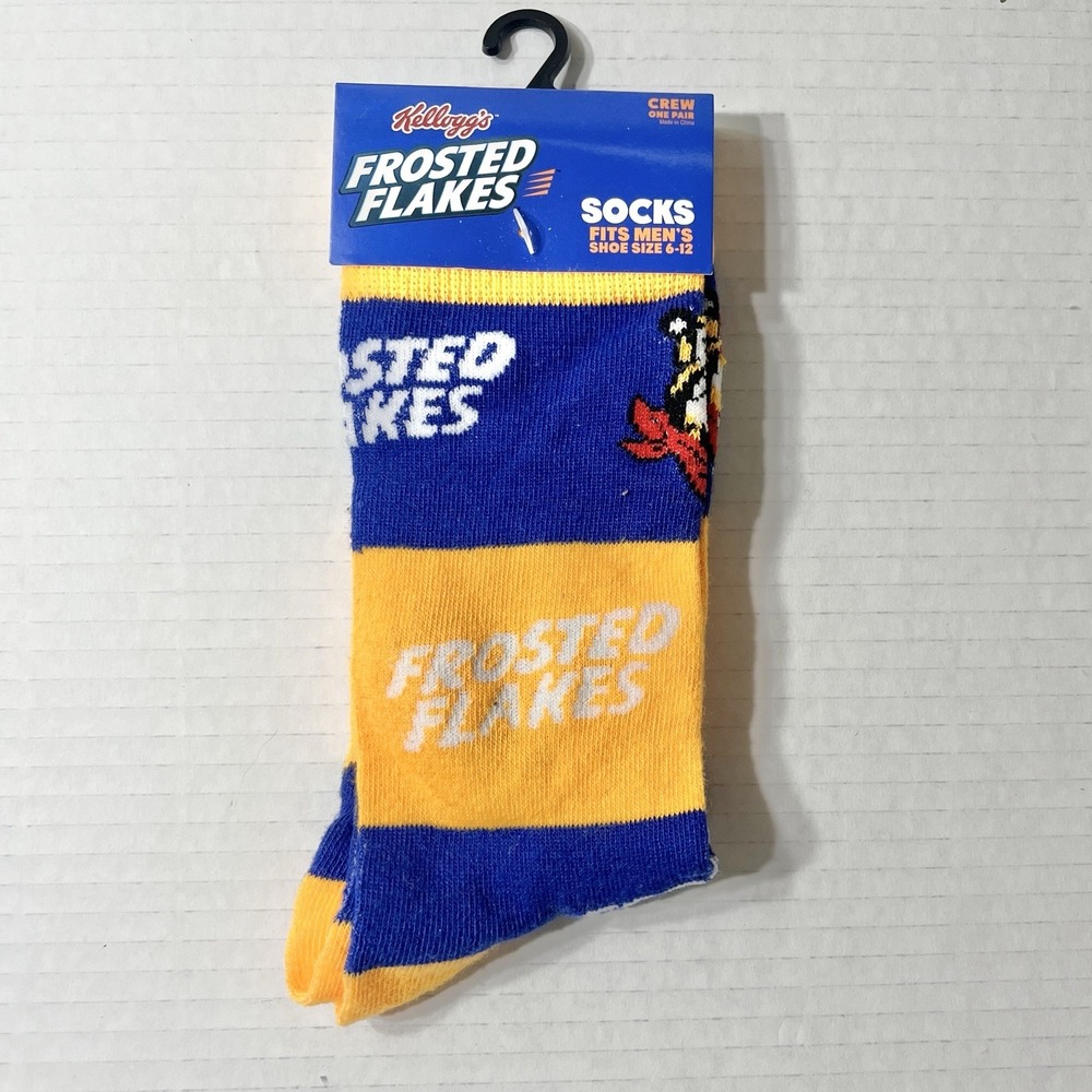 NWT Kelloggs Frosted Flakes Socks Men's 6-12 Blue Orange Novelty Tony The Tiger